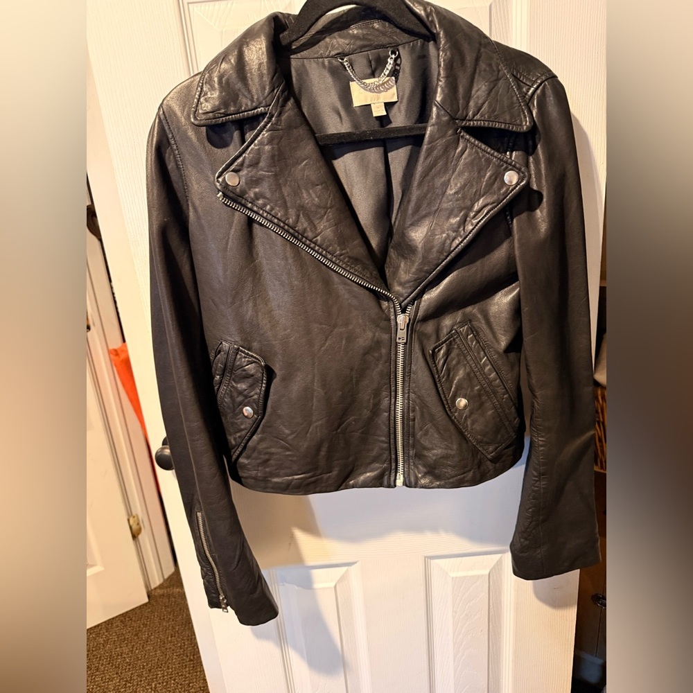 J. Crew Collection black leather moto Jacket size M
